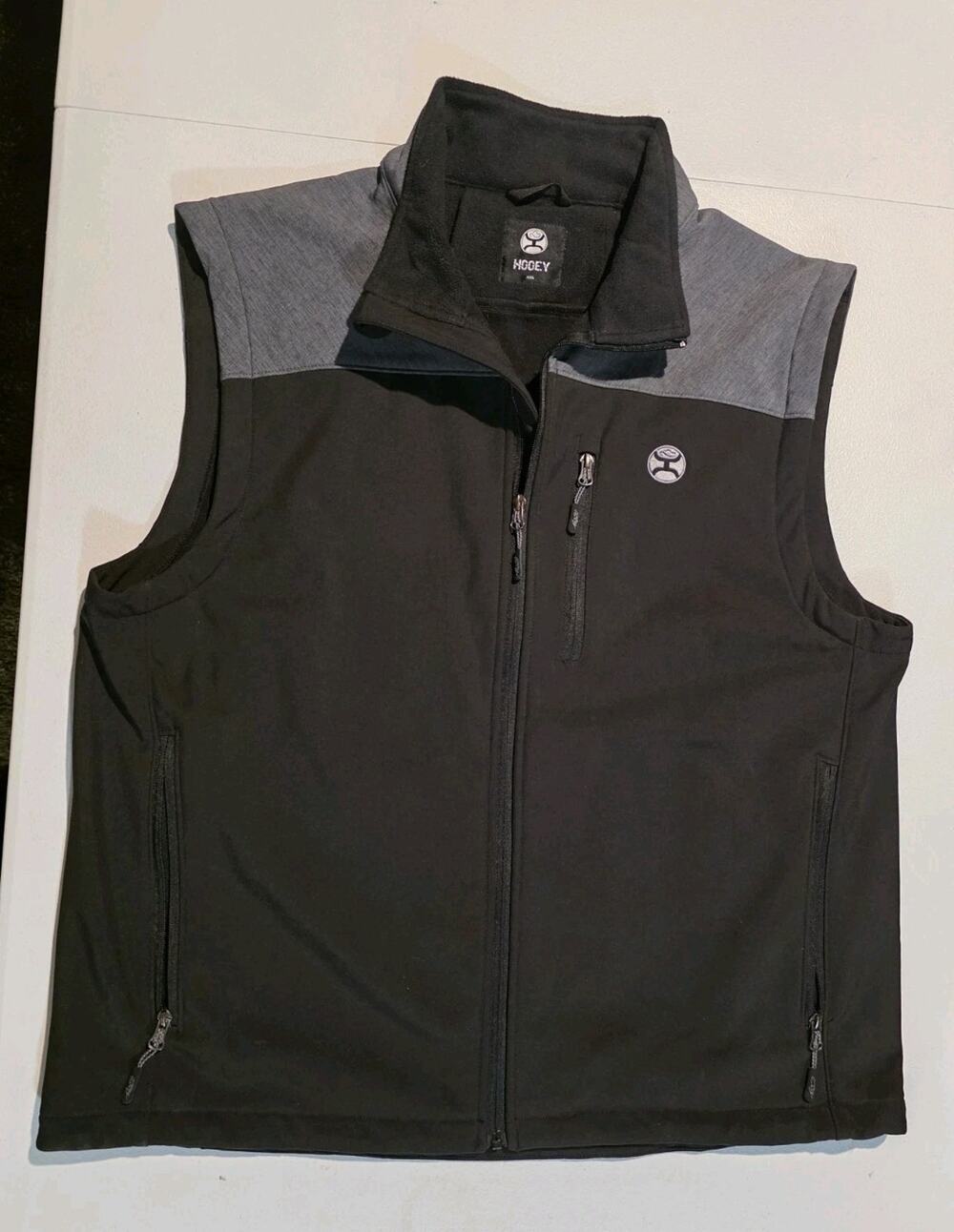 Hooey Men’s XXL Softshell Vest Black Gray Full Zip Western Cowboy Rodeo